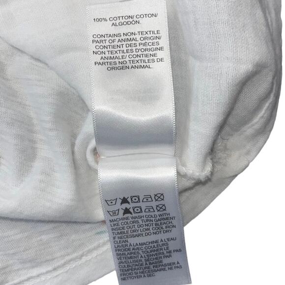 Lucky Brand White Floral Mix Ruffle Cap Sleeve Top Small Boho Dainty Feminine - Picture 6 of 10